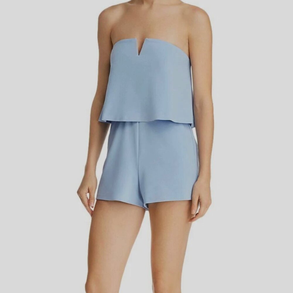 Aqua Light Blue Strapless Romper